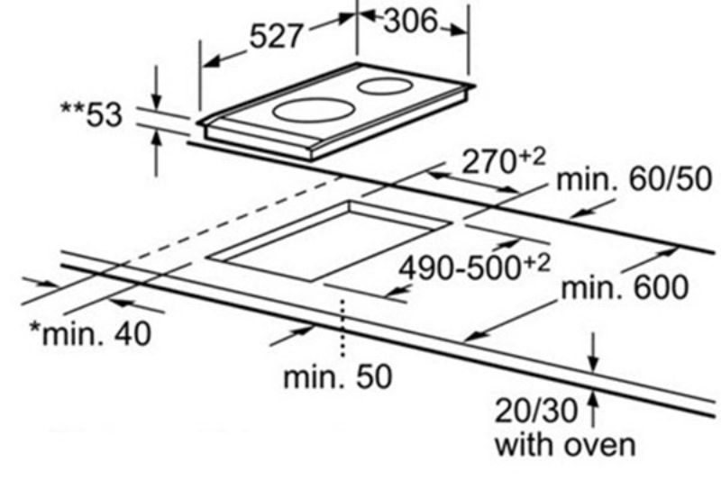 Kích thước bếp từ DOMINO BOSCH PIE375N14E